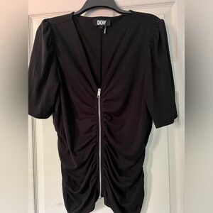 Woman’s black DKNY black zip up blouse. Size XL